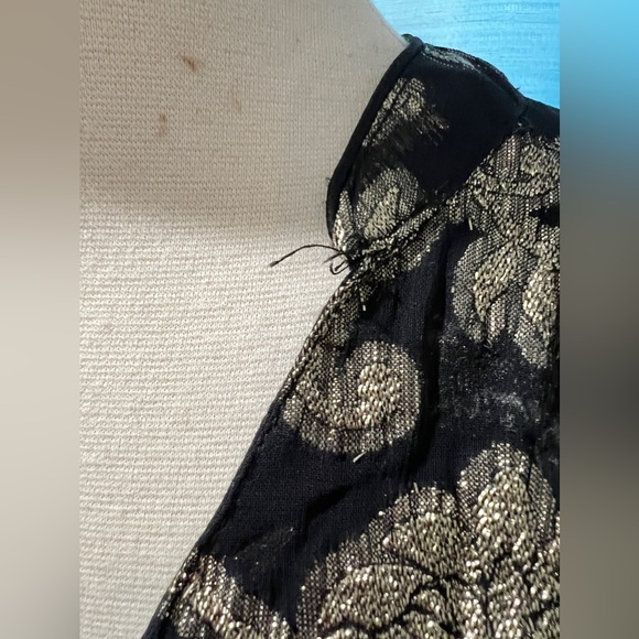 Gold threaded & Black baby doll dress from Anthro with pockets! - Picture 5 of 6